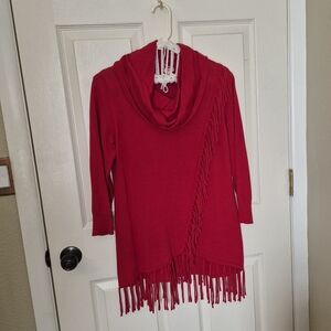 Reba Red Fringed Women's Sweater
